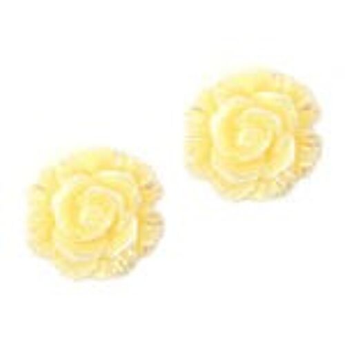 Light yellow AB color plated flower clip on earrings