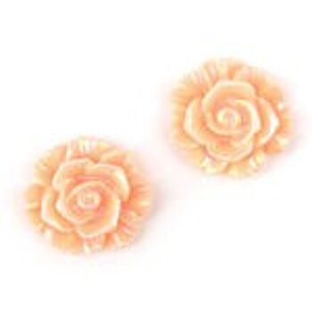 Boucles d'oreilles clip fleur plaquée couleur orange pêche AB 1