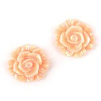 Boucles d'oreilles clip fleur plaquée couleur orange pêche AB