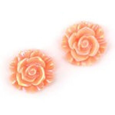 Light salmon AB color plated flower clip on earrings