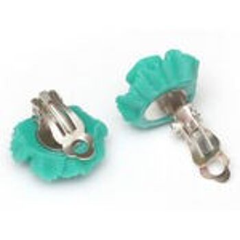 Boucles d'oreilles clip fleur placage couleur AB vert d'eau clair 2