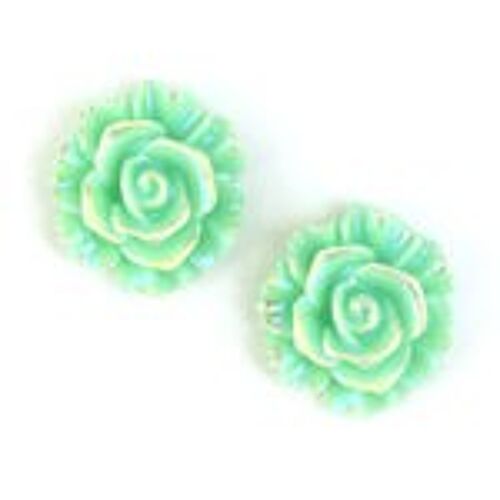 Aquamarine AB color plated flower clip on earrings