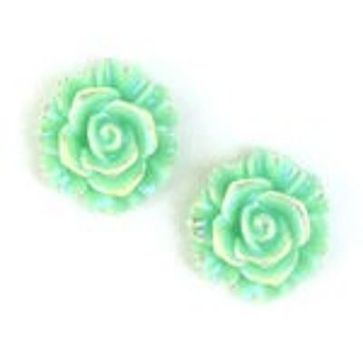 Orecchini a clip con fiore placcato color acquamarina AB