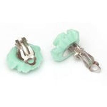 Boucles d'oreilles clip fleur plaqué aigue-marine AB 2