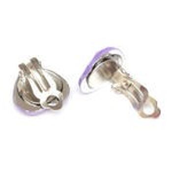 Boucles d'oreilles clip coeur lilas en strass acrylique à facettes 2