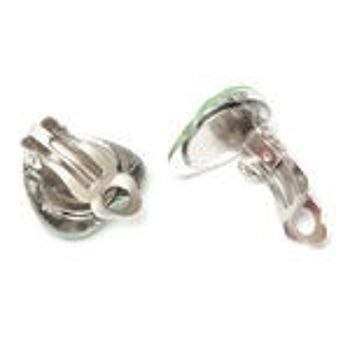 Boucles d'oreilles clip coeur strass acrylique vert clair à facettes 2