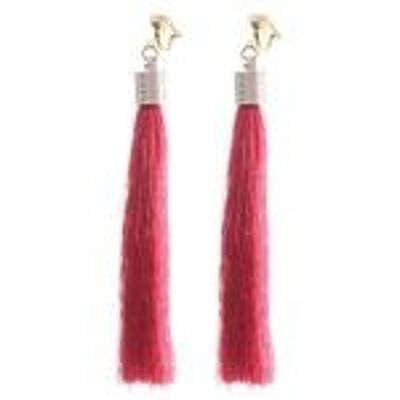 Pink Tassel Statement Drop Gold Tone Clip On Earrings