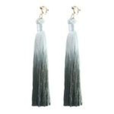 Dark Green Two Tone Tassel Statement Drop Clip On Earrings