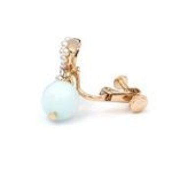 Boucles d'oreilles à clip en grappe de fausses perles en cristal avec perle bleue à dos vissé 2