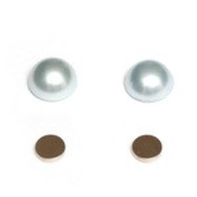 Orecchini magnetici rotondi con cupola di perle acriliche con retro piatto blu per non piercing