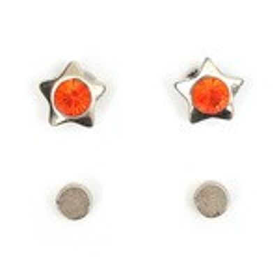 Hyacinth colour rhinestone star magnetic earrings for non-pierced ears