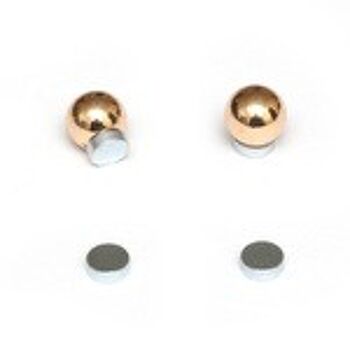 Boucles d'oreilles de mariée rondes dorées boule acier chirurgical 6 mm pour oreilles non percées 2