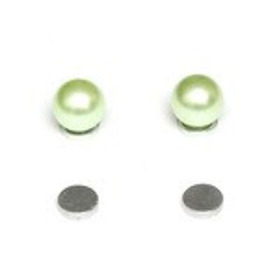 Boucles d'oreilles magnétiques perles rondes simulées vert clair pour oreilles non percées