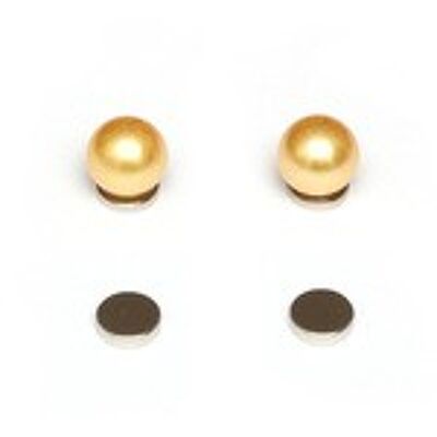 Gelbgoldene, runde, simulierte Perlen-Magnetohrringe für nicht durchstochene Ohren