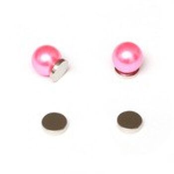 Boucles d'oreilles magnétiques perles rondes roses pour oreilles non percées 2