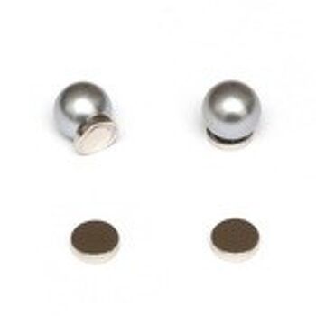 Boucles d'oreilles magnétiques perles rondes grises simulées pour oreilles non percées 2