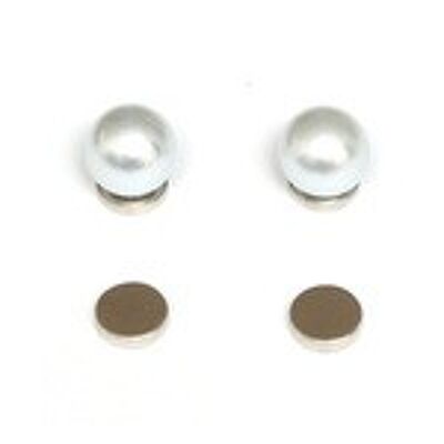 Blaugraue runde magnetische Ohrringe mit simulierten Perlen für nicht durchstochene Ohren