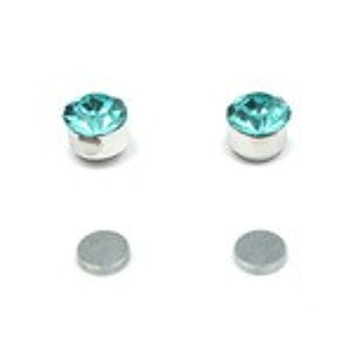 Blue zircon rhinestone stainless steel magnetic earrings for non-pierced ears