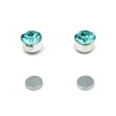 Boucles d'oreilles magnétiques acier inoxydable strass zircon bleu pour oreilles non percées