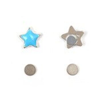 Boucles d'oreilles magnétiques étoile acrylique émaillé bleu pour oreilles non percées 2
