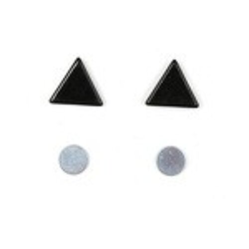 Black triangle magnetic earrings for non-pierced ears