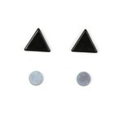 Boucles d'oreilles aimantées triangle noir pour oreilles non percées