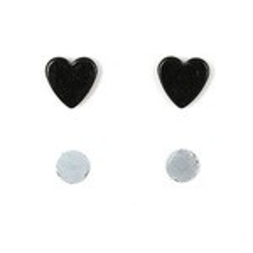 Black heart magnetic earrings for non-pierced ears