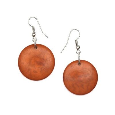 Brown Tagua Disc Drop Earrings