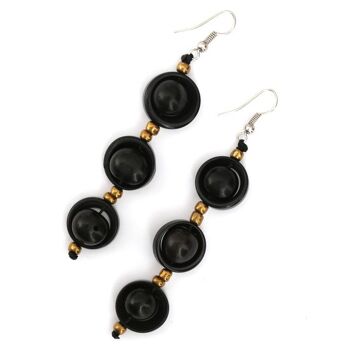 Boucles d'oreilles pendantes en cascade de Tagua noir et de baies d'açai