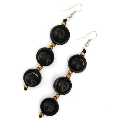 Black Tagua and Acai berry cascading dangle earrings