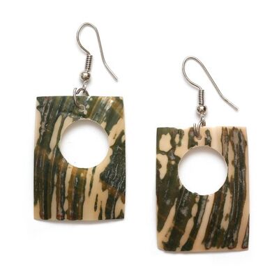 Aretes colgantes de concha rectangular con patrón de concha natural