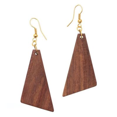 Pendientes colgantes triangulares de madera de sheesham (longitud 7 cm)