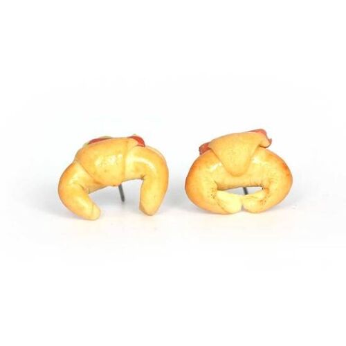 Hot Dog Croissant Polymer Clay Stud Earrings