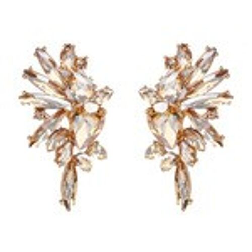 Extravagant Champagne Crystal Embellishment Earrings