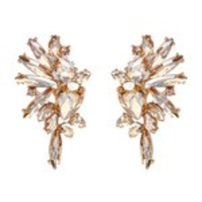 Extravagant Champagne Crystal Embellishment Earrings