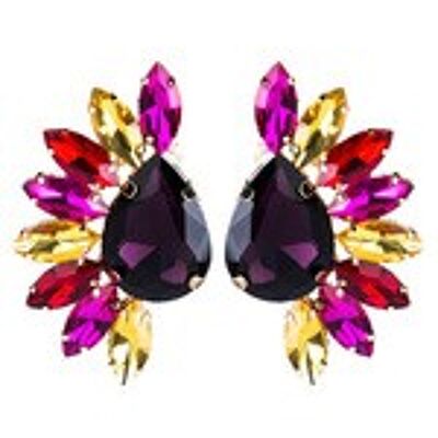 Boucles d'oreilles à tige en cristal marquise colorée et larme violette