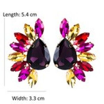 Boucles d'oreilles à tige en cristal marquise colorée et larme violette 2