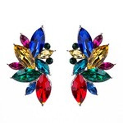 Colourful Marquise Crystal Cluster Stud Earrings