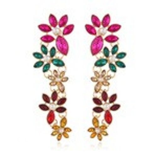 Vibrant Marquise Crystal Flower Statement Earrings