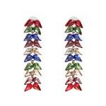Boucles d'oreilles multicolores en forme de feuille de cristal en forme de larme