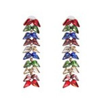 Boucles d'oreilles multicolores en forme de feuille de cristal en forme de larme 1