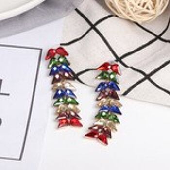 Boucles d'oreilles multicolores en forme de feuille de cristal en forme de larme 4