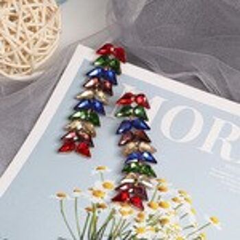 Boucles d'oreilles multicolores en forme de feuille de cristal en forme de larme 5