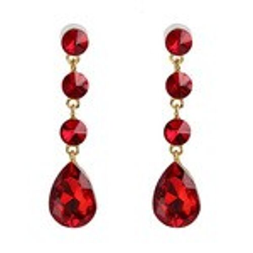 Red Round and Pear-Shaped Crystal Linear Drop Earrings