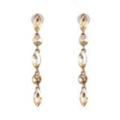 Champagne Round and Marquise Crystal Linear Drop Earrings