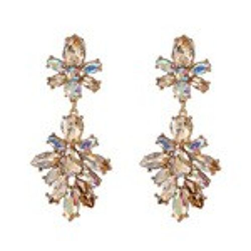 Champagne Teardrop and Marquise Crystal Cluster Statement Earrings