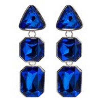 Triangle Octagon Rectangle Blue Glass Crystal Drop Earrings