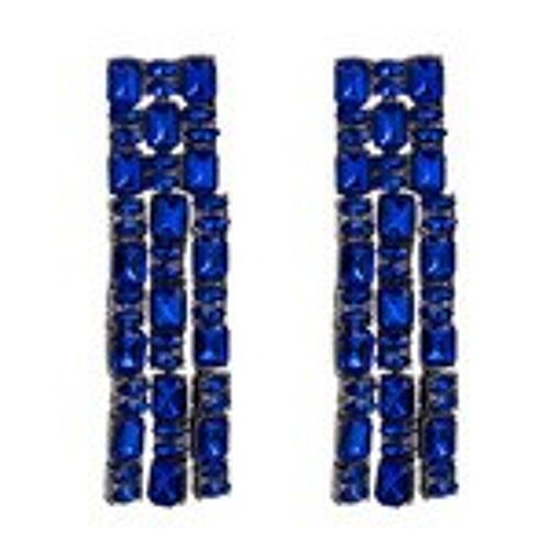 Charming Blue Crystal Embellishment Fringe Drop Earrings
