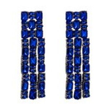Boucles d'oreilles pendantes à franges avec ornements en cristal bleu charmant 1