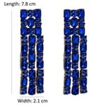 Boucles d'oreilles pendantes à franges avec ornements en cristal bleu charmant 2